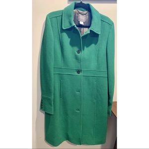 J Crew green double cloth wool coat size 16